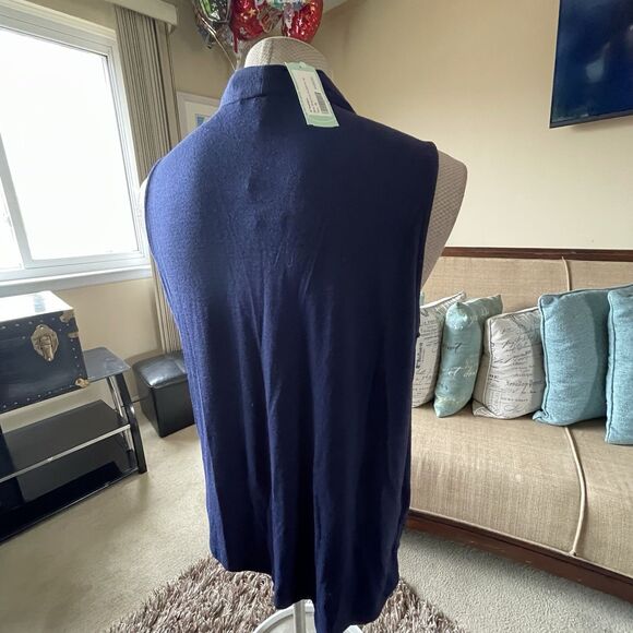 41 Hawthorn Women's Navy Sleeveless Drape Front Blouse 3X Mature Office Career - Picture 14 of 16